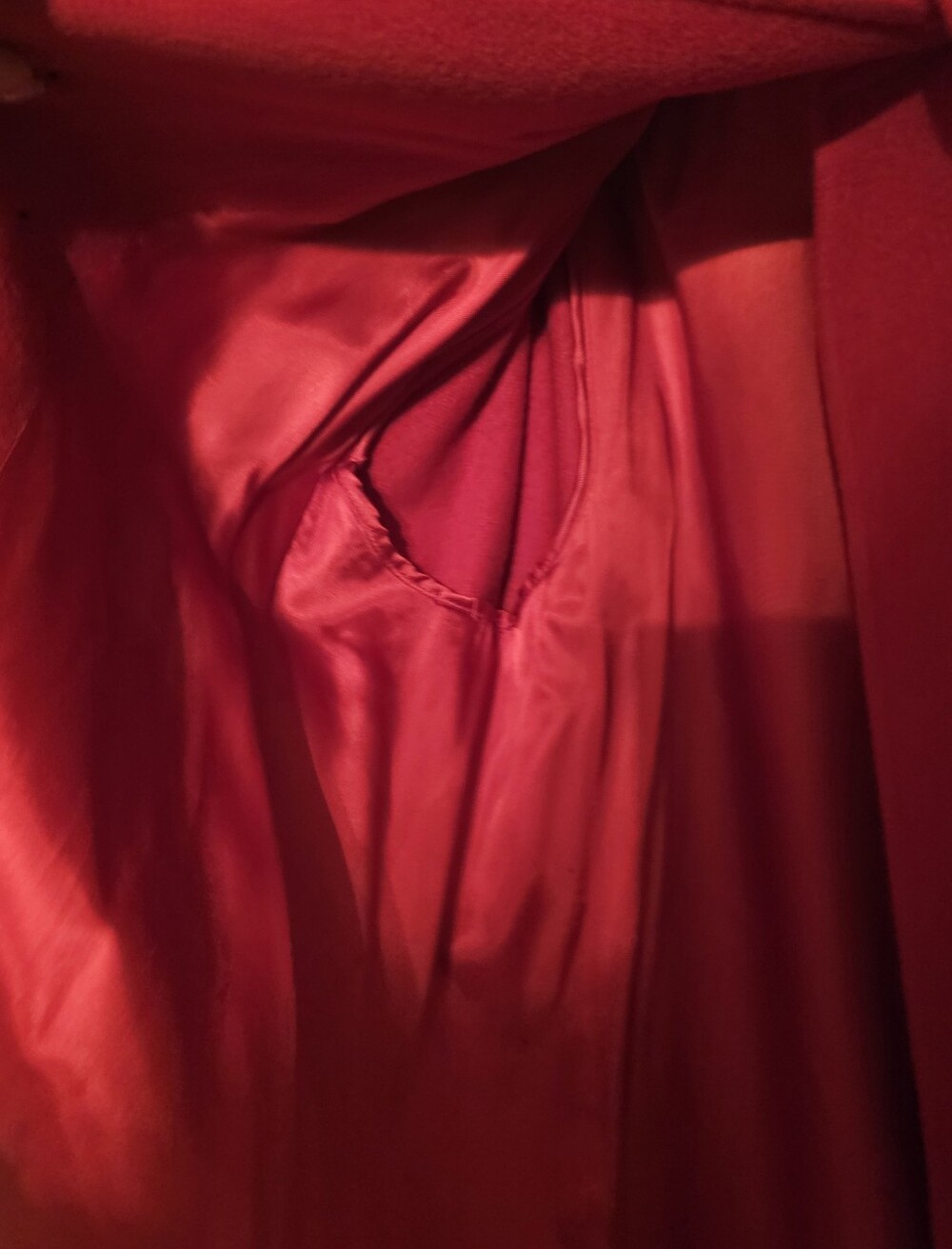 Vintage Red Wool Cape Coat Poncho Toggle Closure Collar Loring Large - Picture 16 of 16